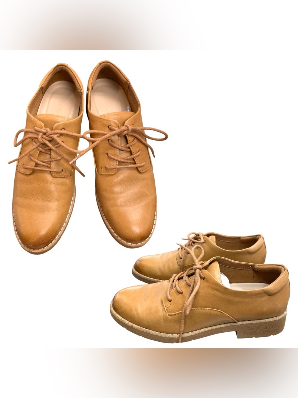 Aldo Tan Leather Derby Lace-Up Shoes S8.5